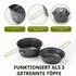 LuxusKollektion Camping Kochgeschirr-Set 17-teilig, hart eloxiertes Aluminium, mit Kocher