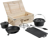 7-teiliges Dutch Oven Set In Holzkiste Mit Zubeh&ouml;r, Gusseisen - Bereits...