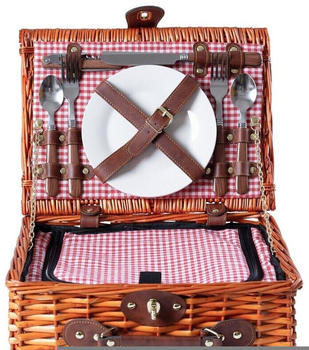 Home & Decoration Picknickkorb für 2 Personen inklusive Kühlfach rot