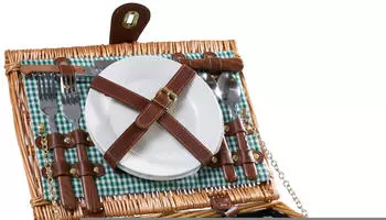 Home & Decoration Picknickkorb für 2 Personen inklusive Kühlfach grün
