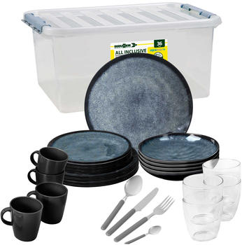 Brunner Outdoor Geschirr-Set Midday Venetian Lunchbox 36-tlg. schwarz/blau