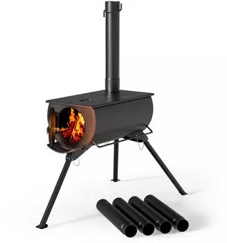 Wiltec Zeltofen Stahl Campingofen 85x57,5x238cm Rauchabzug Ø6cmx40cm (65400)