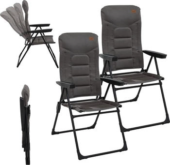Skandika 2er Set Hochlehner Kvist - Campingstuhl faltbar - aus Aluminium & Stahl grau