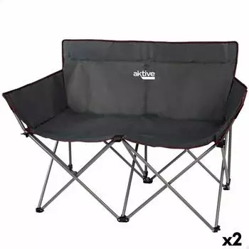 Aktive Zweisitzer-Campingstuhl schwarz