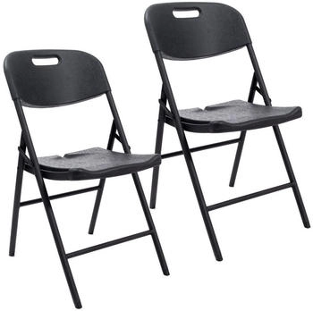 Skandika Klappstuhl Masi - wetterfest - 2er Set schwarz - Sitzhöhe 45 cm - leicht schwarz|grau