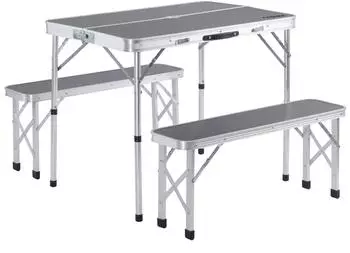 Casaria XXL camping table with 2 benches, grey