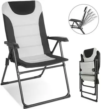 HOMECALL Caravan camping chair, 5 positions, white and black