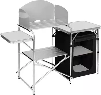 Woltu Camping kitchen with cabinet, black