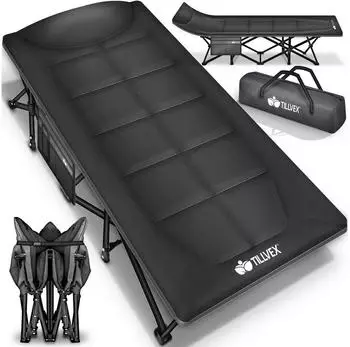 tillvex Extra-wide camping bed, 210 cm, black