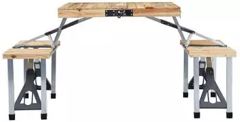 vidaXL Table with 4 aluminium seats, wood finish