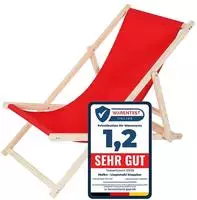 Melko - Gartenliege Rot Liegestuhl Holz Campingliege Strandliege Sonnenliege...
