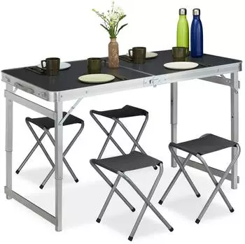 Relaxdays Adjustable table with 4 chairs