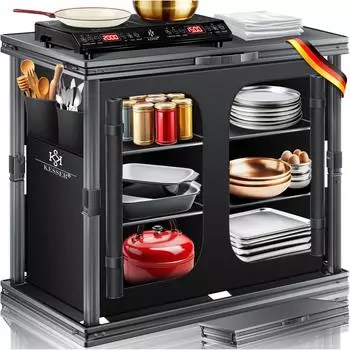Kesser Campingschrank Aluminiumgestell 84x80cm 6-Fachböden