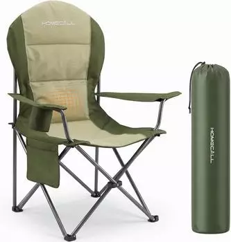 HOMECALL Camping chair with lumbar support, green