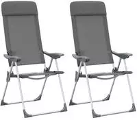vidaXL Klappbare Campingst&uuml;hle 2 Stk. Grau Aluminium