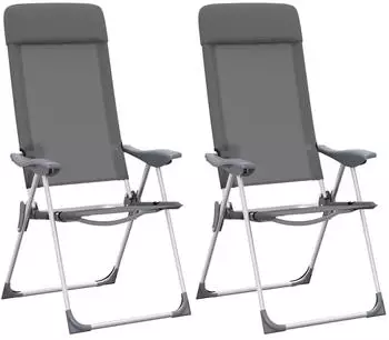 vidaXL Set of 2 aluminium 5-position chairs, grey