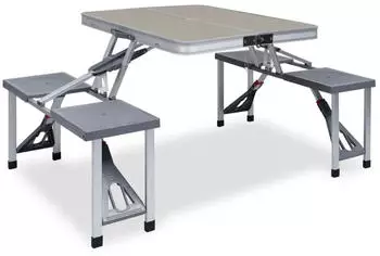 vidaXL Table with 4 aluminium seats, grey