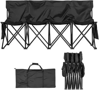 VEVOR 4-seat folding bench, black