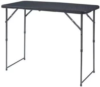 en.casa Adelfia adjustable camping table, rattan-effect finish