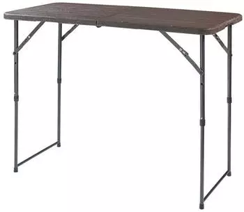 en.casa Adelfia adjustable camping table, wood-effect finish