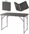 en.casa Adelfia adjustable camping table, wood-effect finish