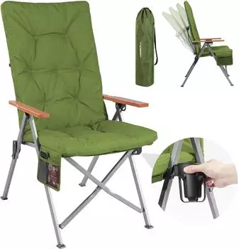 HOMECALL Luxury 4-position camping chair, green