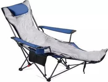 VEVOR Reclining lounger with footrest, blue