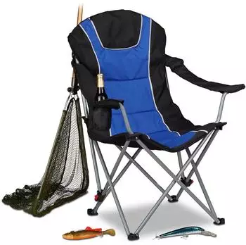 Relaxdays Set of 2 padded chairs, blue and black