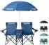 Travora 2er Partner Campingstuhl mit Sonnenschirm und Kühlfach