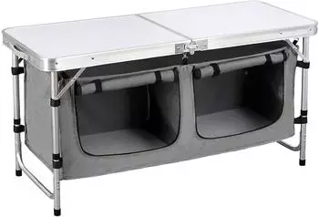 Woltu Campingtisch Campingschrank faltbar weiß grau