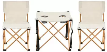 casa.pro Banzi folding table and 2 chairs set, beige