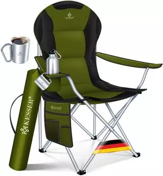 Kesser Campingstuhl faltbar gepolstert mit Armlehnen schwarz