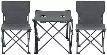 casa.pro Banzi folding table and 2 chairs set, grey