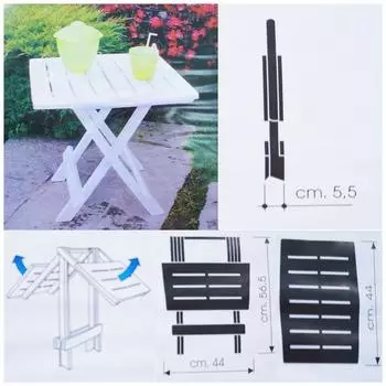PROGARDEN Klapptisch 45 x 43 x 50 cm wei&szlig;