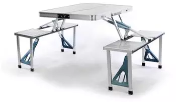 DILEGO Sitzgruppe Alu Tisch mit 4 Hocker (ZGC34430)