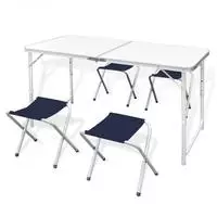 vidaXL Campingtisch mit 4 Hockern Klappbar H&ouml;henverstellbar 120x60 cm