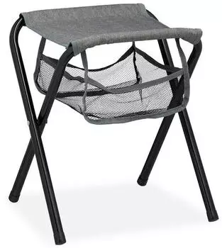 Relaxdays Campinghocker faltbar mit Netztasche grau