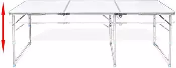 vidaXL Camping folding table + 6 stools