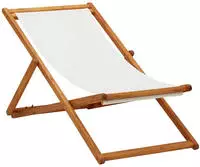 Vidaxl Folding Chair Eucalyptus Wood And Fabric Cream White