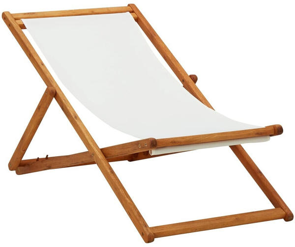 vidaXL Eucalyptus Wood Folding Beach Chair - Cream White