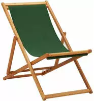 Strandstuhl Klappbar Eukalyptusholz Und Stoff Gr&uuml;n - Vidaxl