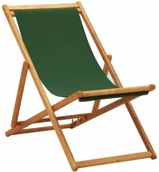 vidaXL Eucalyptus Wood Folding Beach Chair - Green