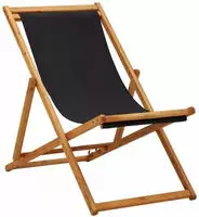 vidaXL Strandstuhl Klappbar Eukalyptusholz und Stoff Schwarz
