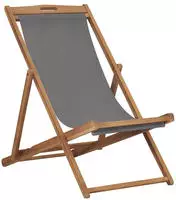 vidaXL Strandstuhl Klappbar Massivholz Teak Grau