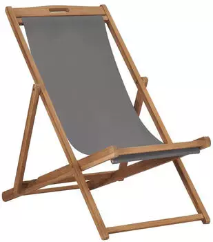 vidaXL Strandstuhl teak/grau
