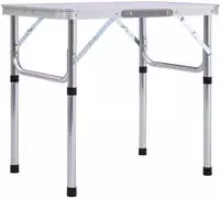 vidaXL Klappbarer Campingtisch Wei&szlig; Aluminium 60x45 cm