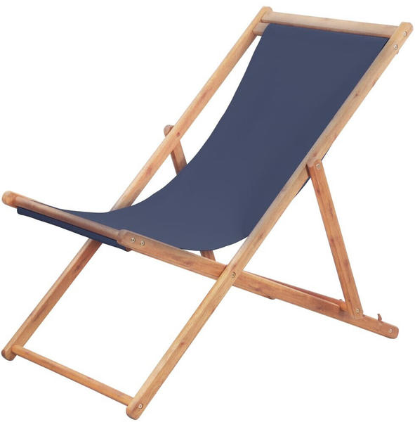 vidaXL Eucalyptus Wood Folding Beach Chair blue