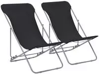 vidaXL Klappbare Strandst&uuml;hle 2 Stk. Stahl und Oxford-Gewebe Schwarz