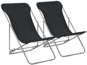 vidaXL Beach Folding Chairs black vidaXL Beach Folding Chairs black