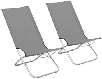 vidaXL Folding Beach Chairs Set grey